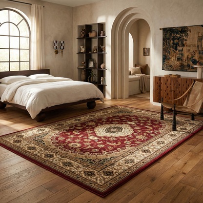 Rimal Persian Medallion Traditional Red and Beige Indoor Rug-8