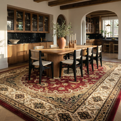 Rimal Persian Medallion Traditional Red and Beige Indoor Rug-9