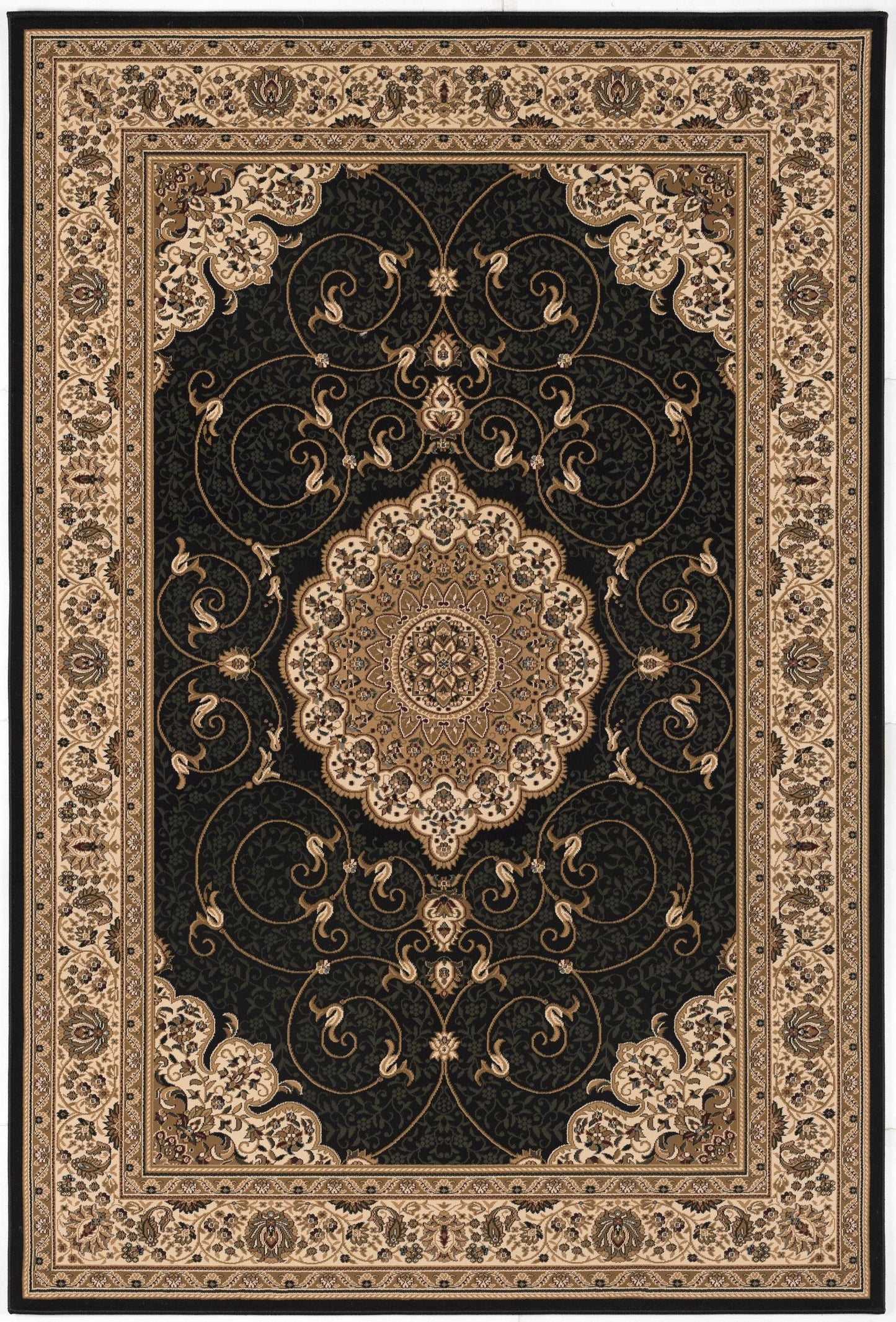 Majestic Persian Traditional Black Rug