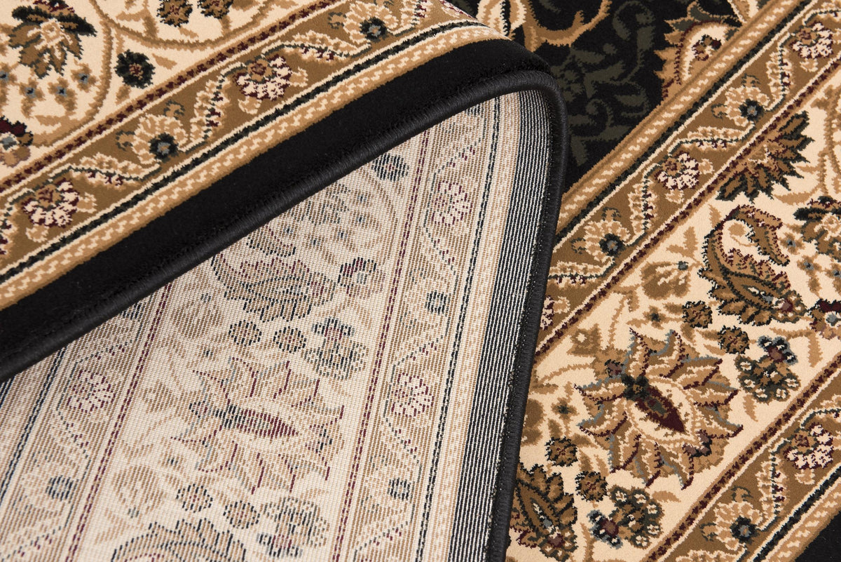 Parisa Persian Medallion Traditional Black and Beige Indoor Rug