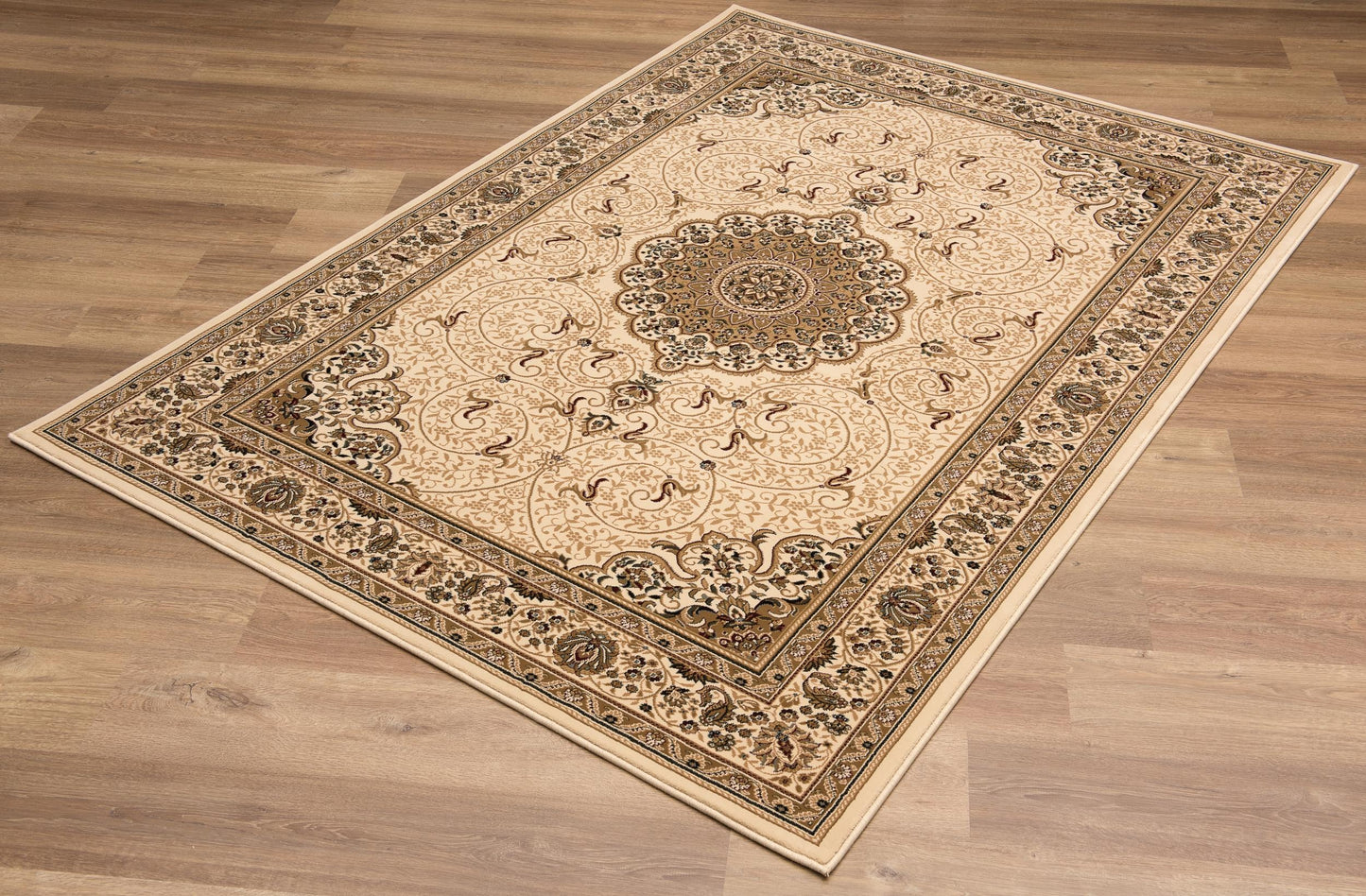 Rihab Persian Medallion Traditional Beige and Cream Indoor Rug