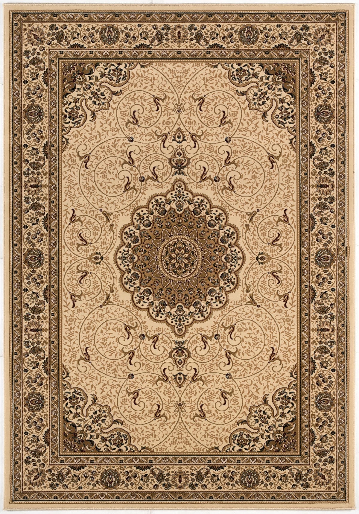 Rihab Persian Medallion Traditional Beige and Cream Indoor Rug