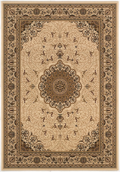 Rihab Persian Medallion Traditional Beige and Cream Indoor Rug