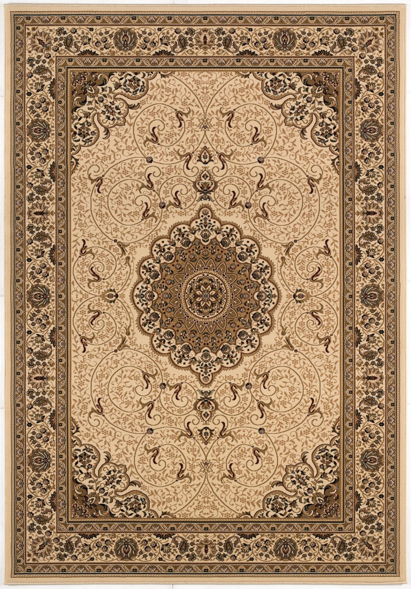 Rihab Persian Medallion Traditional Beige and Cream Indoor Rug