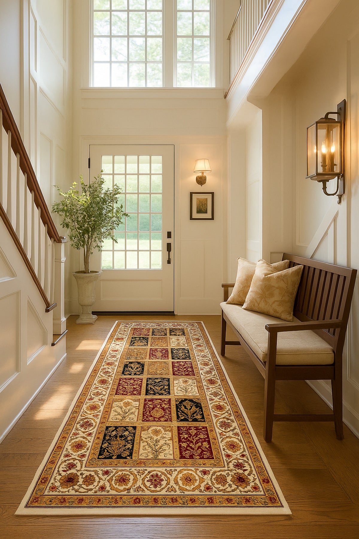Jinan Persian Garden Traditional Beige and Red Indoor Rug