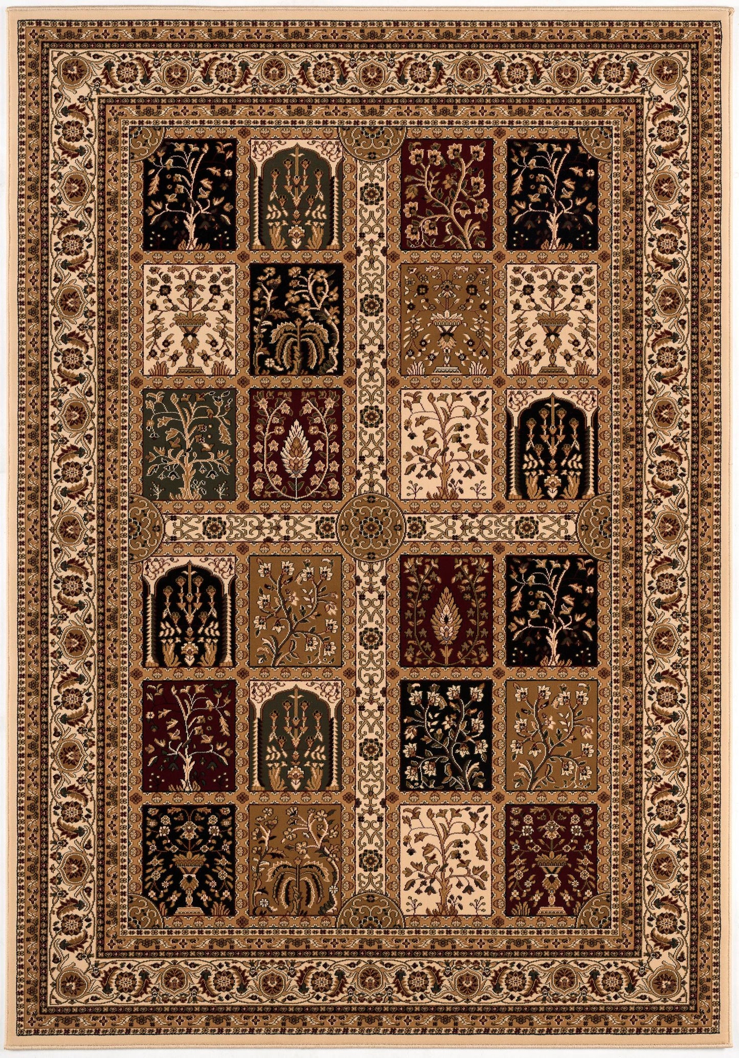 Jinan Persian Garden Traditional Beige and Red Indoor Rug-1