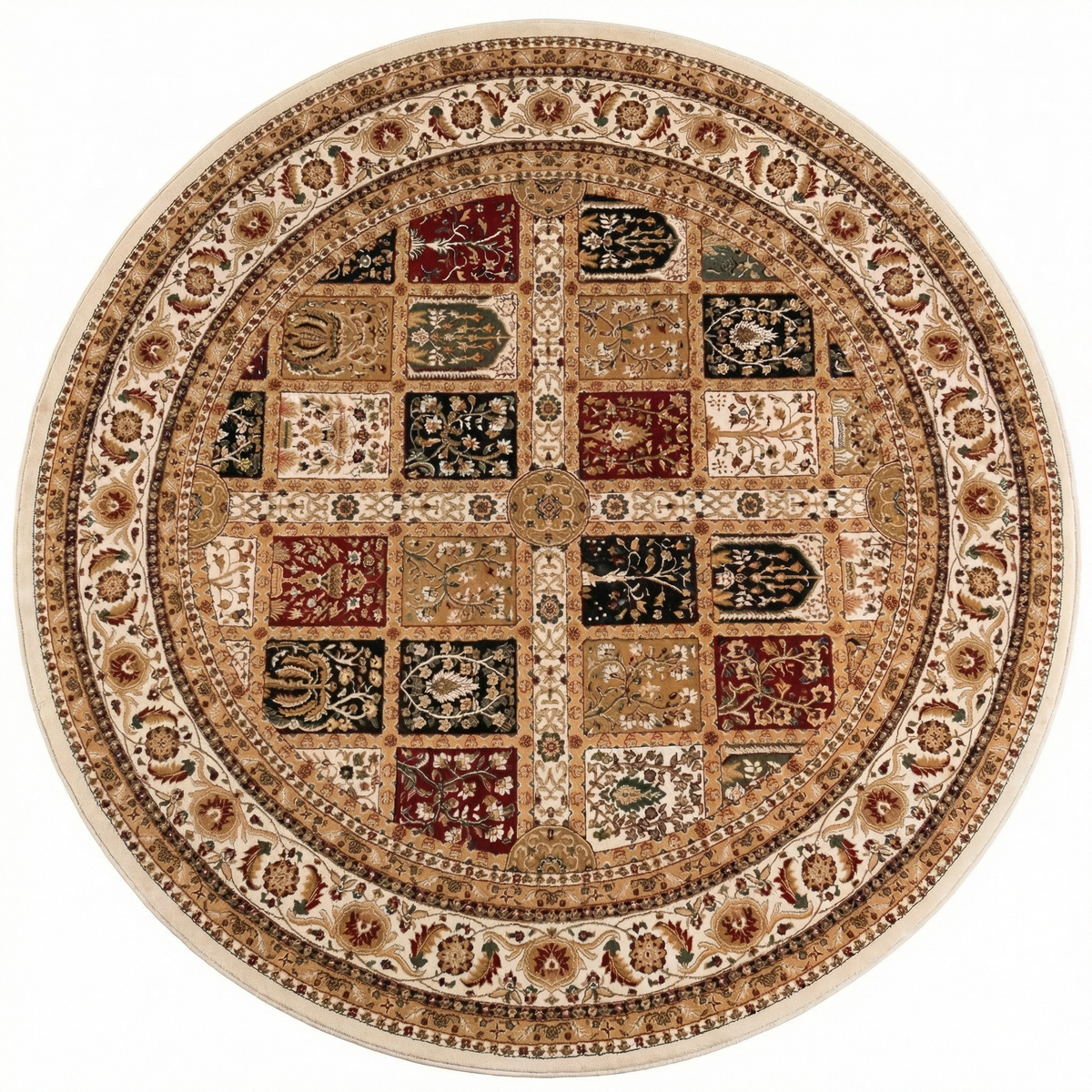 Jinan Persian Garden Traditional Beige and Red Indoor Rug