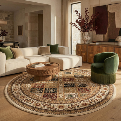 Jinan Persian Garden Traditional Beige and Red Indoor Rug-13