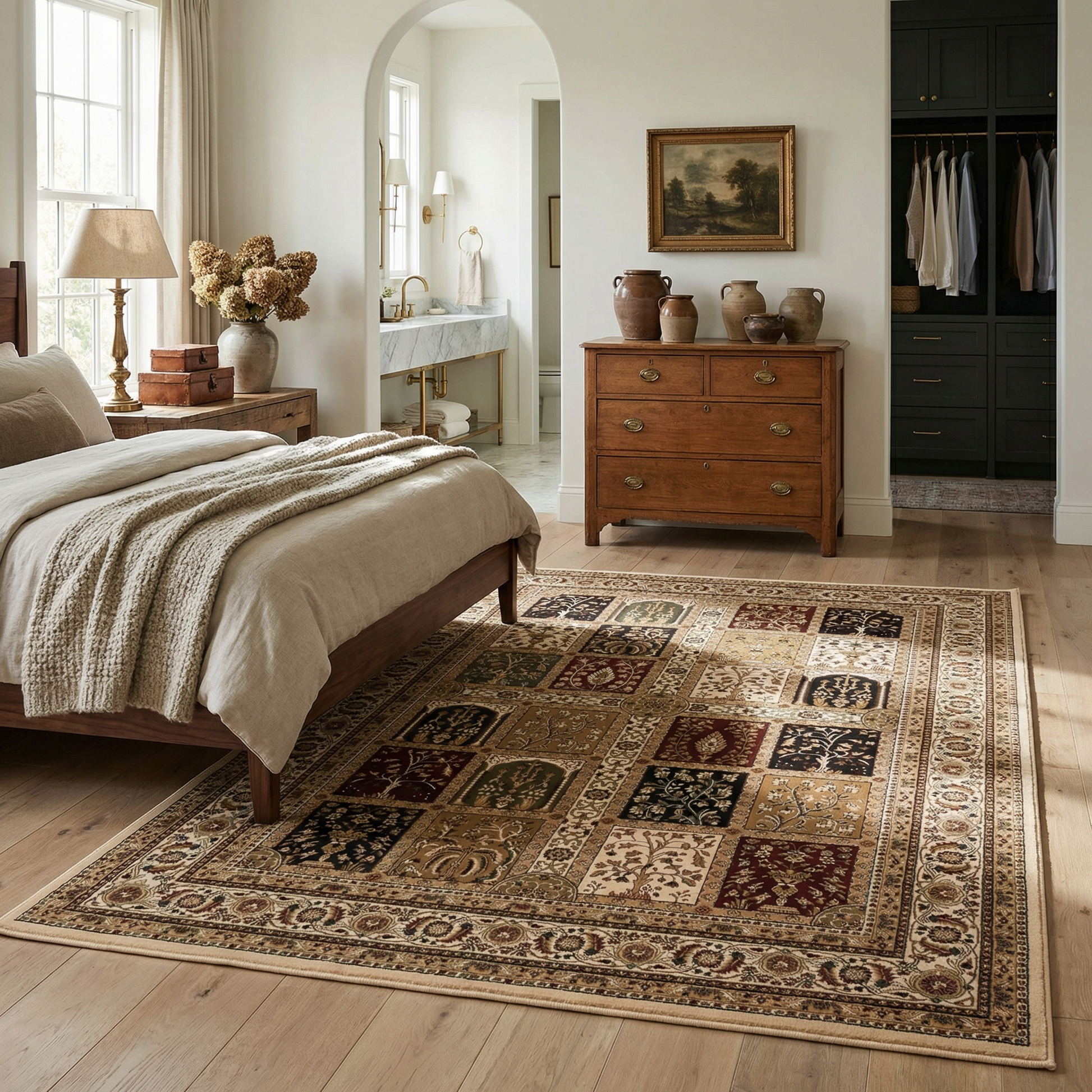 Jinan Persian Garden Traditional Beige and Red Indoor Rug-9