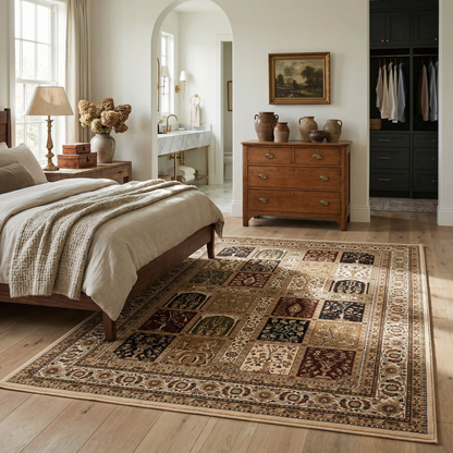 Jinan Persian Garden Traditional Beige and Red Indoor Rug-9