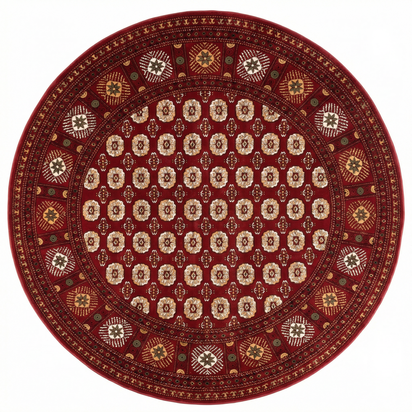 Rawda Oriental Bokhara Traditional Red and Beige Indoor Rug-14