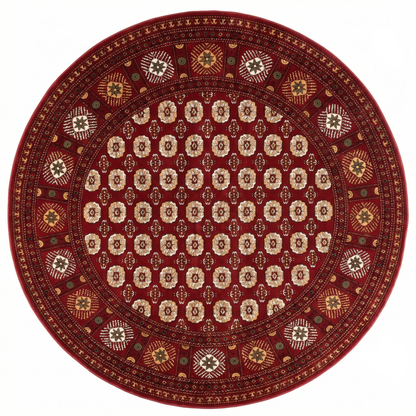Rawda Oriental Bokhara Traditional Red and Beige Indoor Rug-14