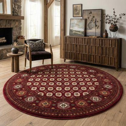 Rawda Oriental Bokhara Traditional Red and Beige Indoor Rug-15