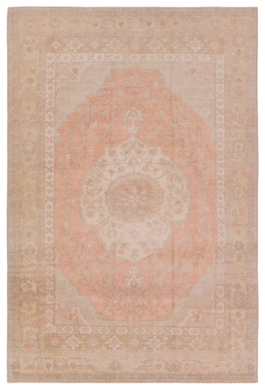 Adeline Medallion Traditional Orange and Tan Area Rug