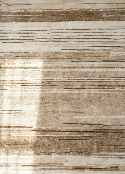 Esker Linear Abstract Contemporary Beige and Brown Indoor Rug-3