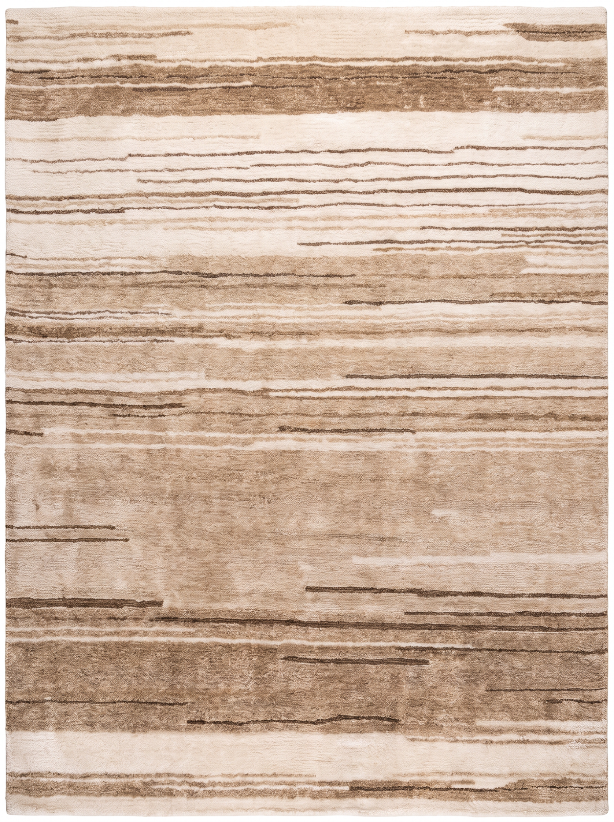 Esker Linear Abstract Contemporary Beige and Brown Indoor Rug