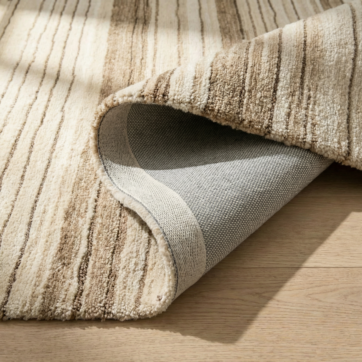 Esker Linear Abstract Contemporary Beige and Brown Indoor Rug
