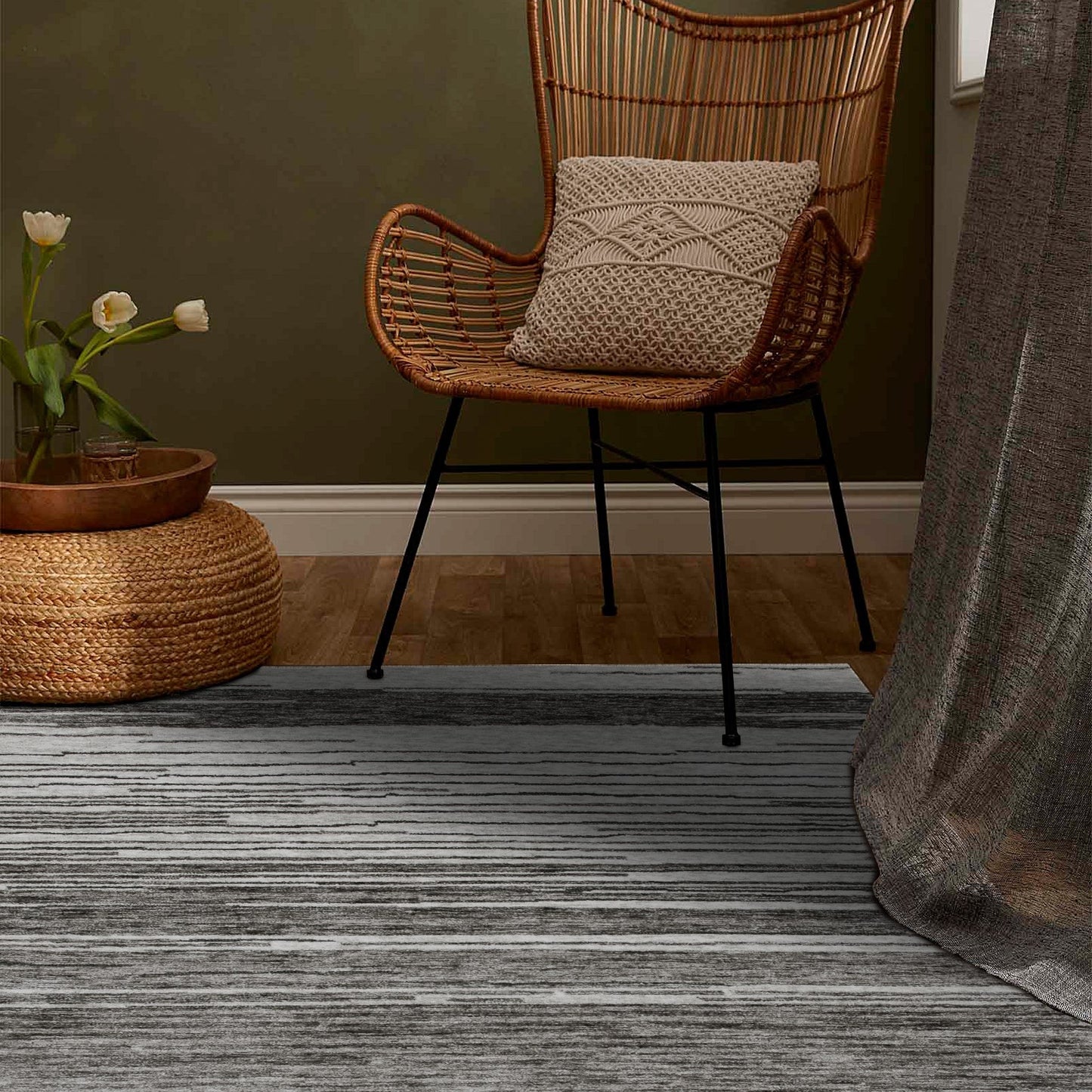 Alfombra gris moderna abstracta Maya