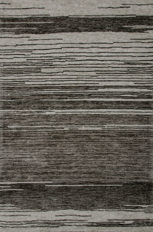 Alfombra de interior gris abstracta tejida a mano