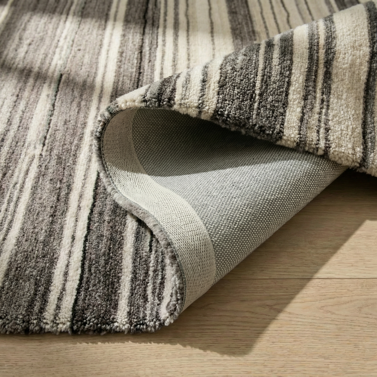 Esker Linear Abstract Contemporary Grey and Black Indoor Rug