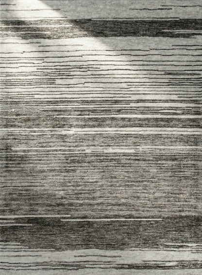 Esker Linear Abstract Contemporary Grey and Black Indoor Rug-3