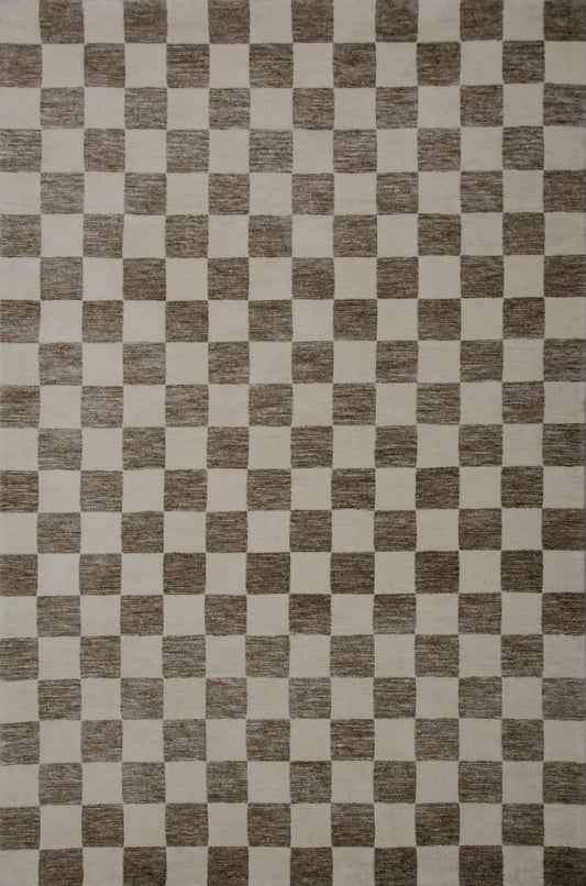 Maya Modern Checkered Beige Rug