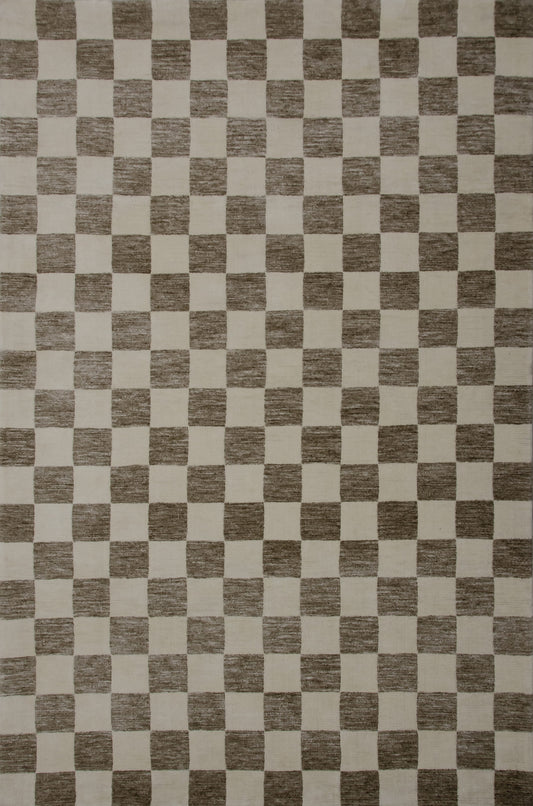 Tapis beige à carreaux moderne Maya