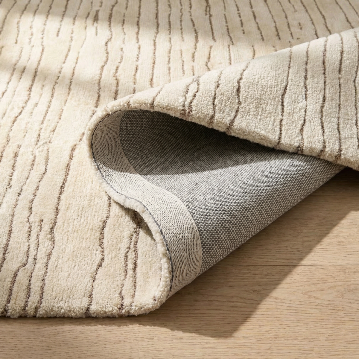 Noma Striped Contemporary Beige and Grey Indoor Rug