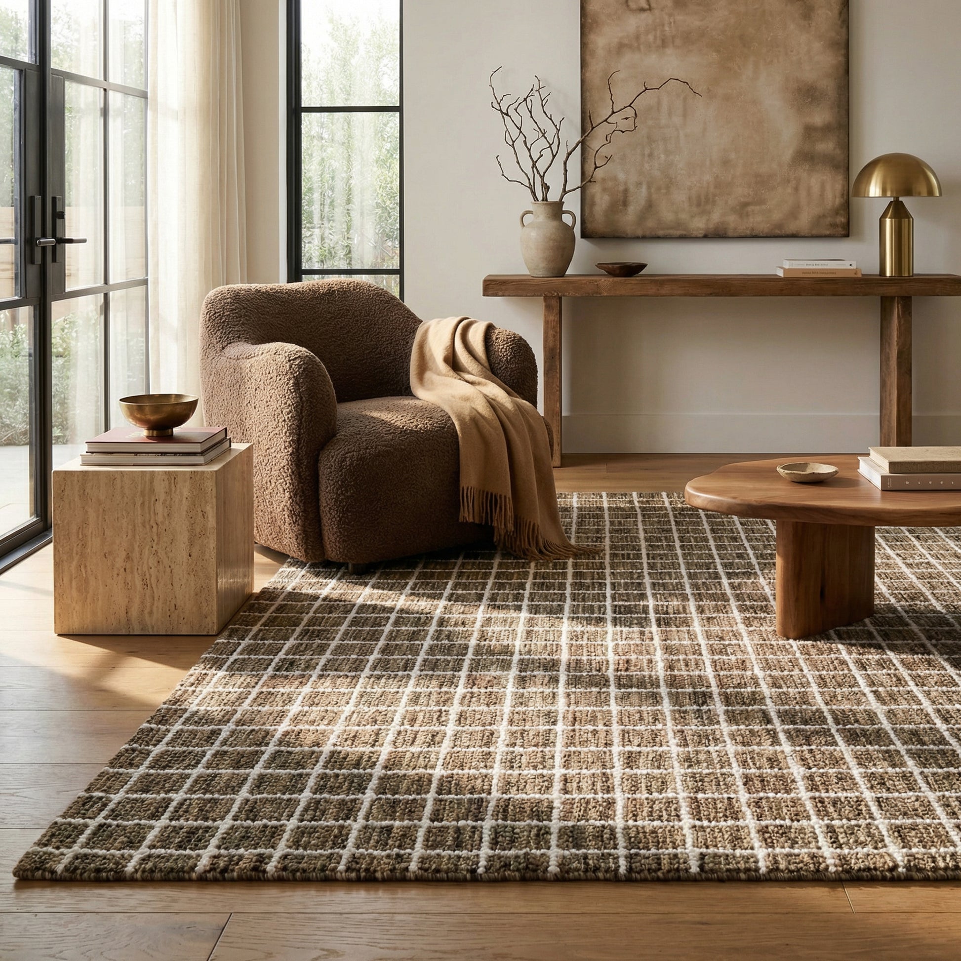 Mojavi Checkered Contemporary Brown and Grey Indoor Rug-2