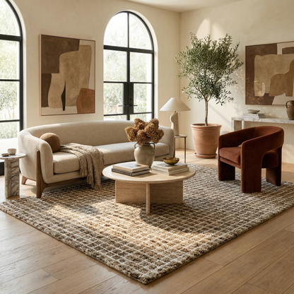 Mojavi Checkered Contemporary Brown and Grey Indoor Rug