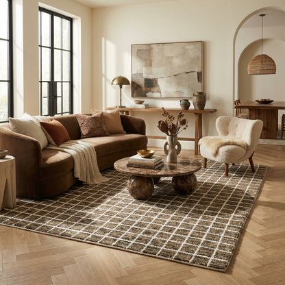 Mojavi Checkered Contemporary Brown and Grey Indoor Rug-4