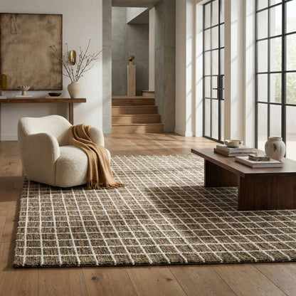 Mojavi Checkered Contemporary Brown and Grey Indoor Rug-5