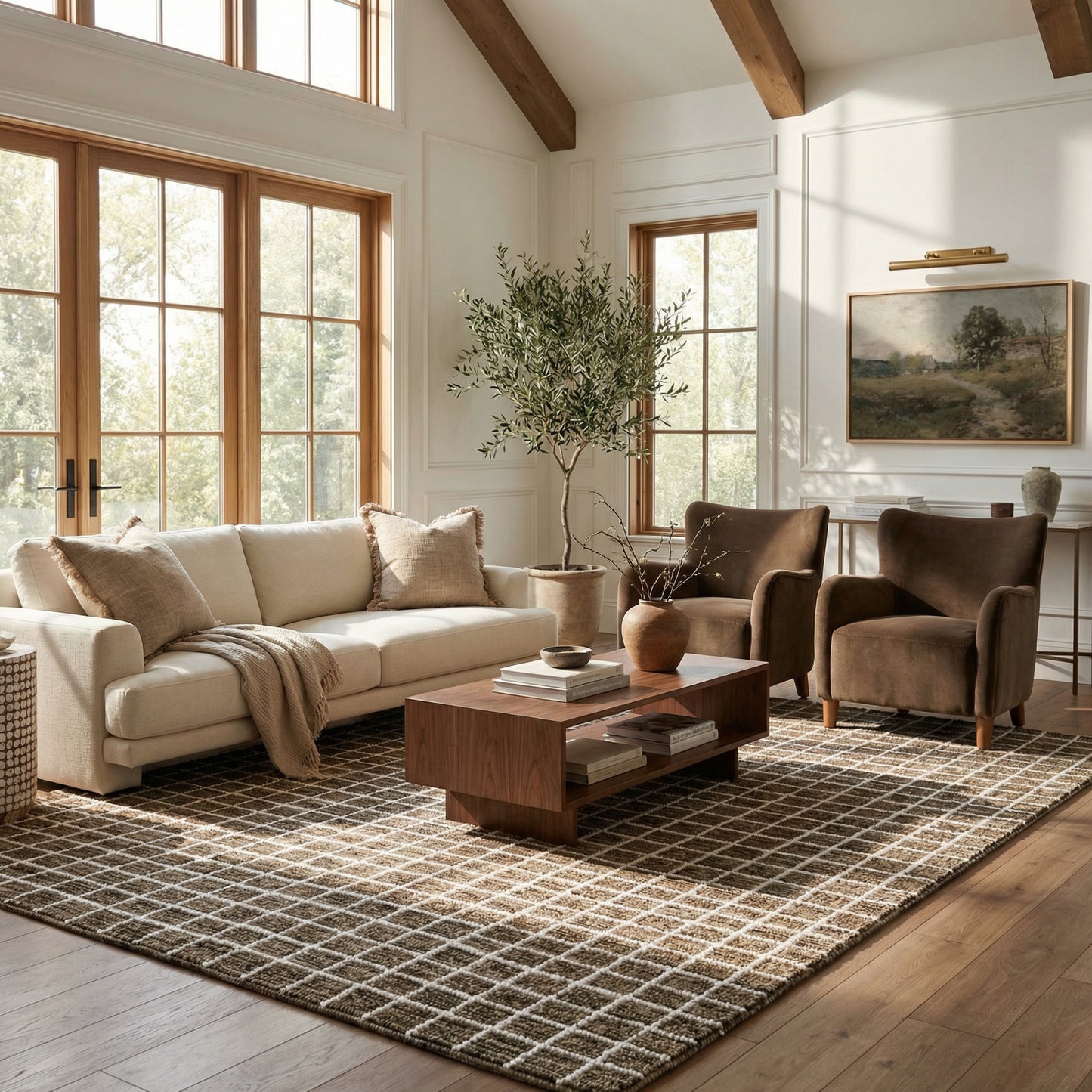 Mojavi Checkered Contemporary Brown and Grey Indoor Rug-9