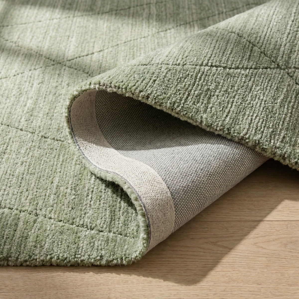 Lino Tonal Solid Contemporary Olive Green Indoor Rug