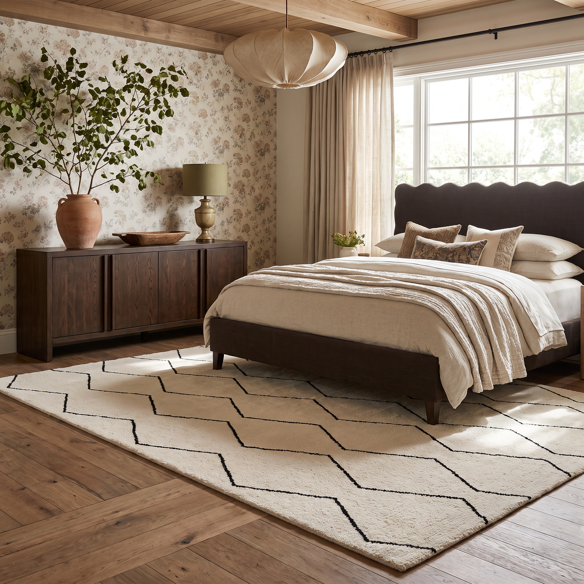 Aegis Trellis Contemporary Beige and Black Indoor Rug