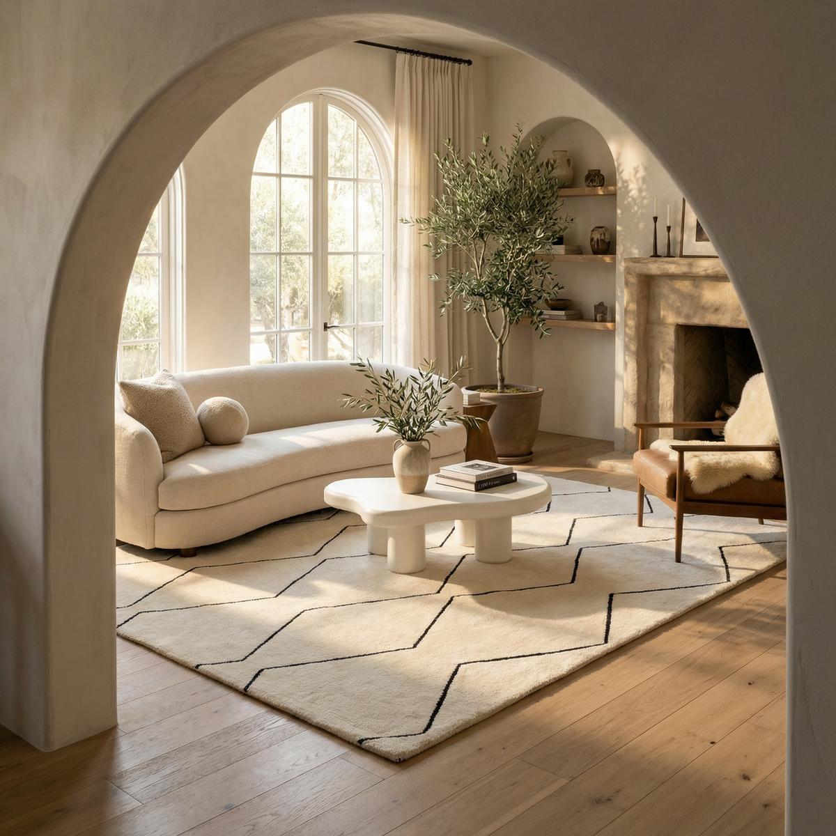 Aegis Trellis Contemporary Beige and Black Indoor Rug