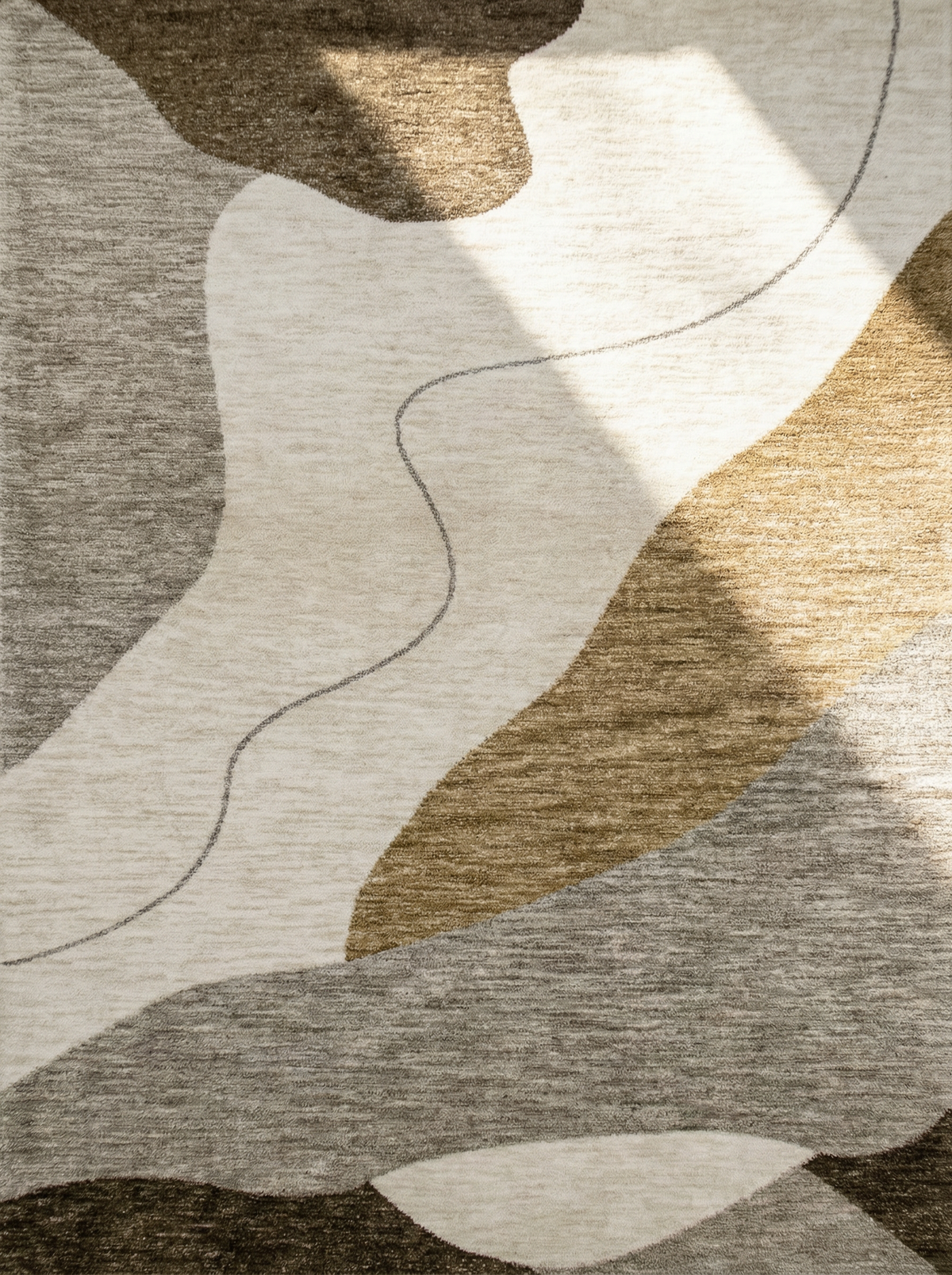Tapis d'intérieur Eira abstrait contemporain beige et brun