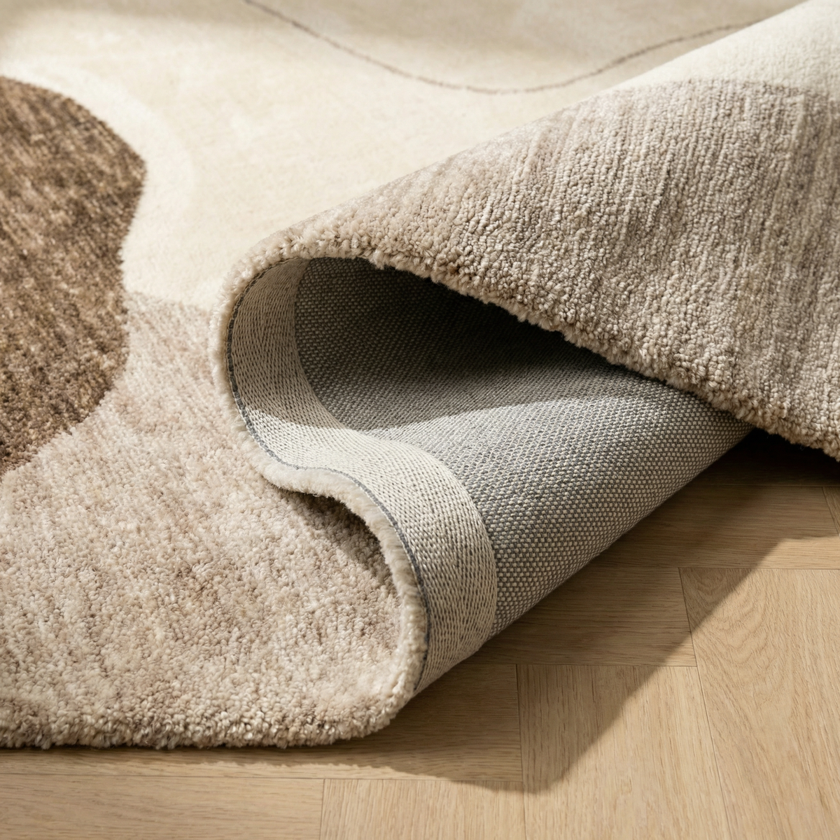Tapis d'intérieur Eira abstrait contemporain beige et brun