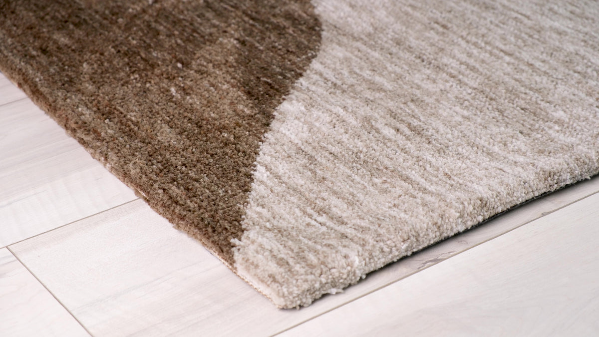 Tapis d'intérieur Eira abstrait contemporain beige et brun