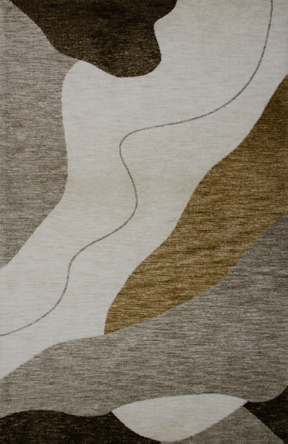 Eira Abstract Contemporary Beige and Brown Indoor Rug