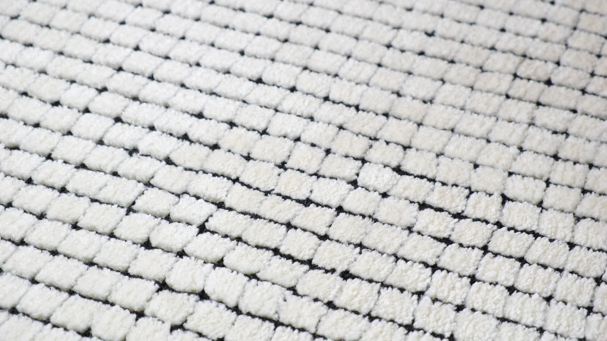 Alfombra Interior Contemporánea a Cuadros Moru Beige y Negra