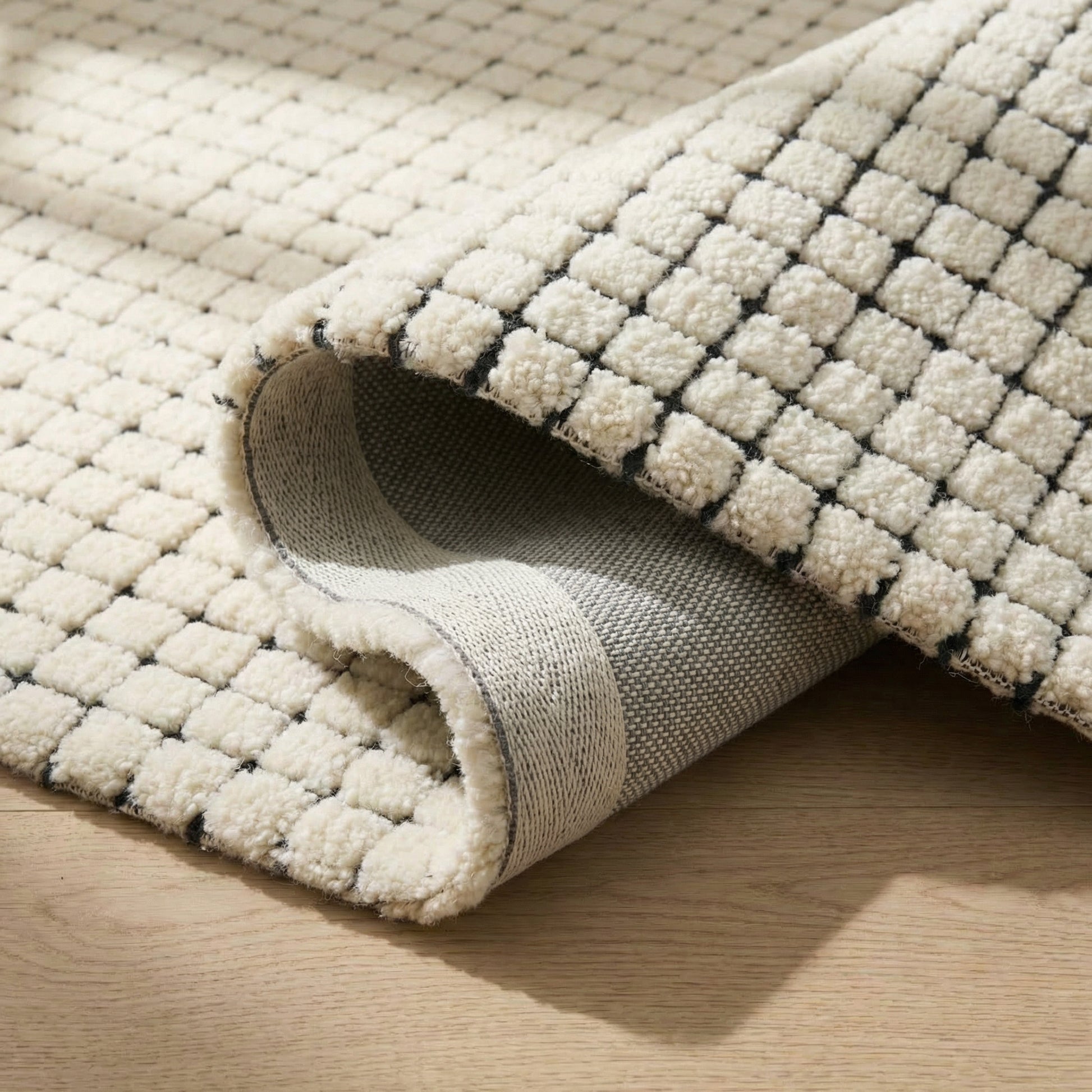 Moru Checkered Contemporary Beige and Black Indoor Rug-16