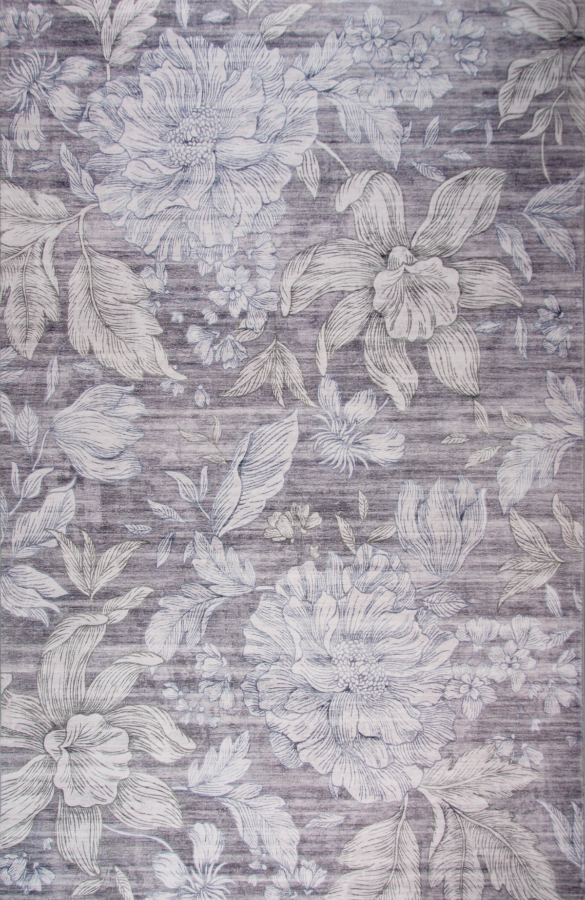 Alfombra Serena Floral Transicional Beige y Gris para Interiores