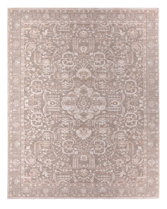 Acair Medallion Traditional Tan and Taupe Area Rug