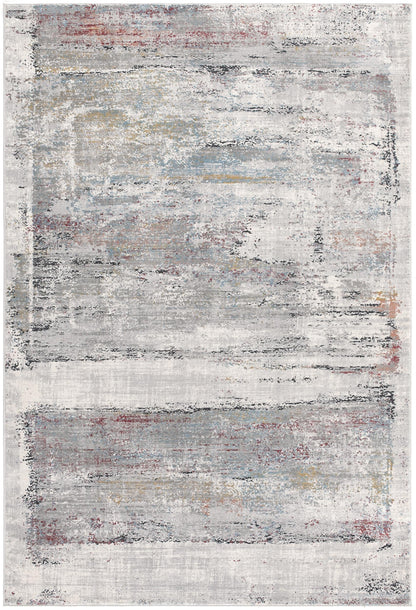 Esker Distressed Abstract Comtemporary Grey and Red Indoor Rug
