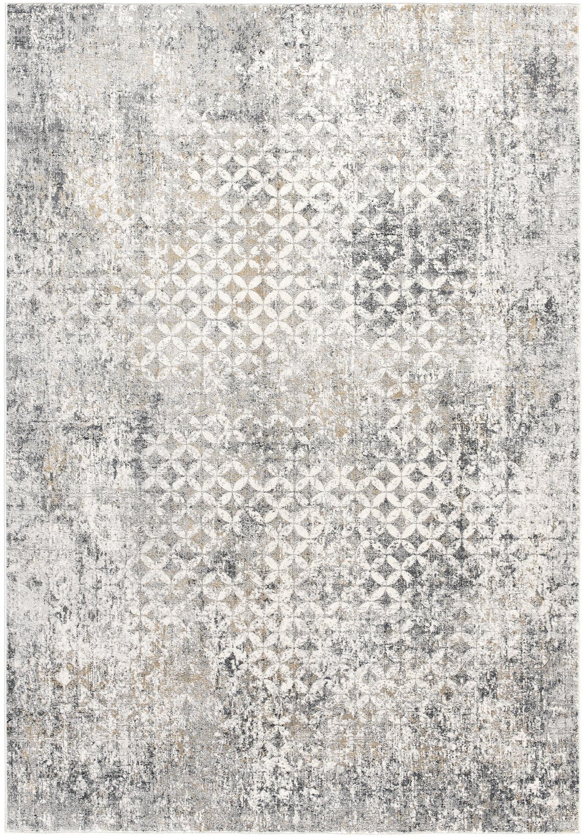 Aurelia Distressed Geometric Comtemporary Grey and Red Indoor Rug