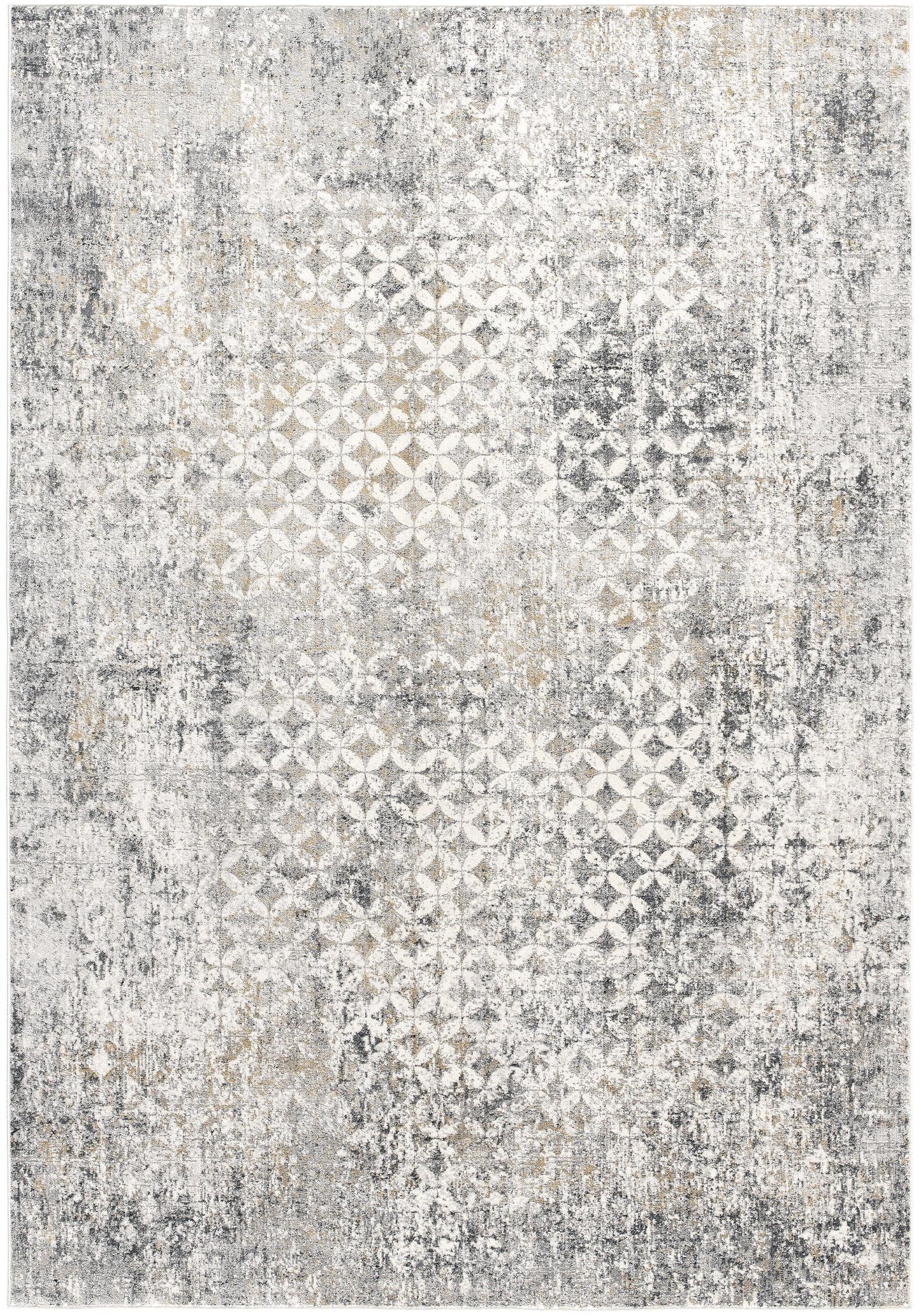 Aurelia Distressed Geometric Comtemporary Grey and Red Indoor Rug