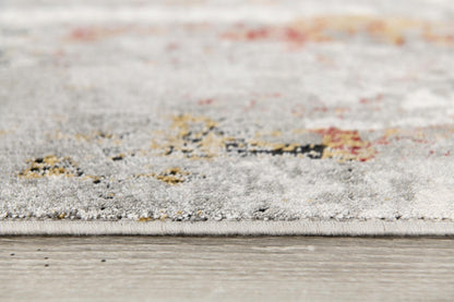 Tessera Distressed Abstract Comtemporary Grey and Red Indoor Rug