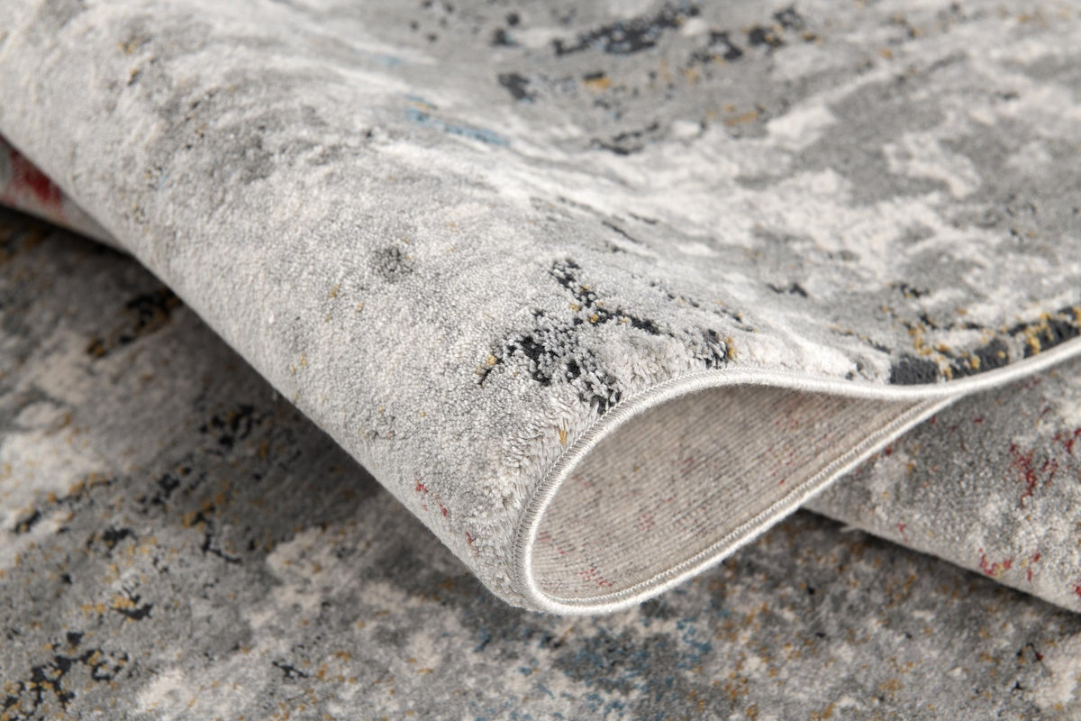 Tessera Distressed Abstract Comtemporary Grey and Red Indoor Rug