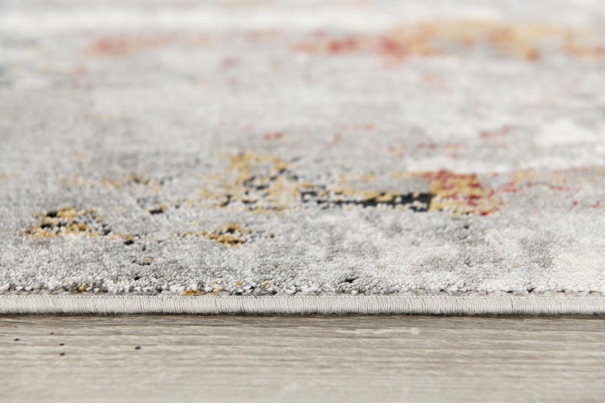 Tessera Distressed Abstract Comtemporary Grey and Red Indoor Rug